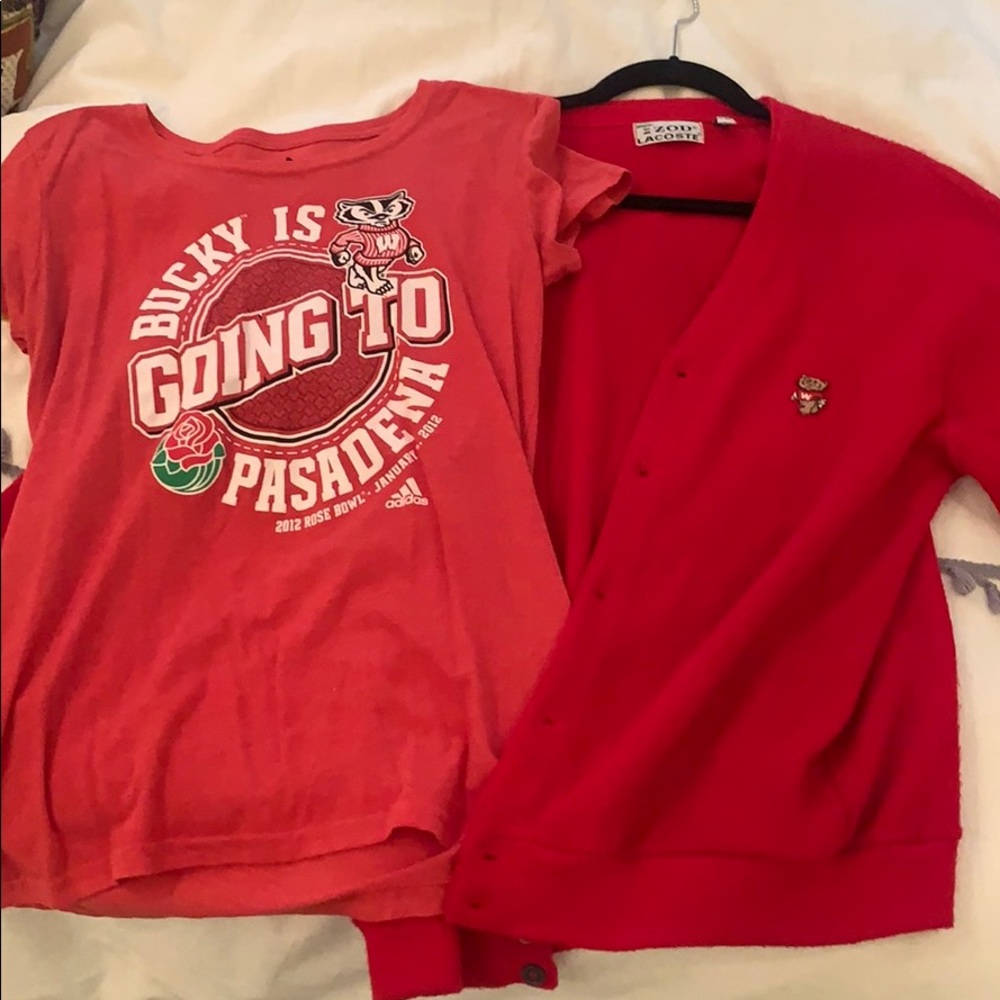Wisconsin Badger sweater and tshirt combo